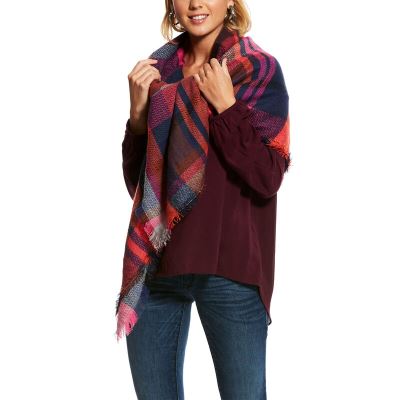 Ariat Plaid Blanket Pembe / Lacivert Eşarp Bayan (10961-935)